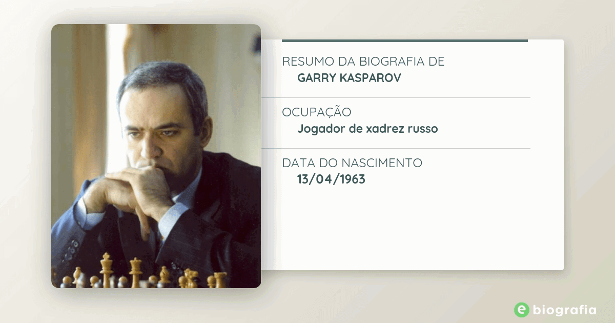 O Grandmaster de xadrez Garry Kasparov é um defensor do autoconhecimento,  além de ser escritor e ativista polít…