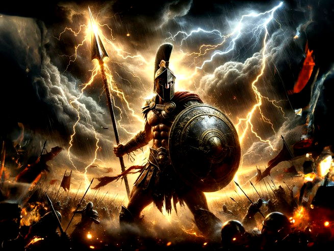 Representação do deus Ares, deus da guerra.