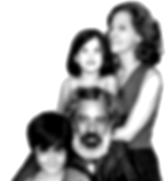 O casal Fernanda Montenegro e Fernando Torres com os filhos Fernanda e Cláudio