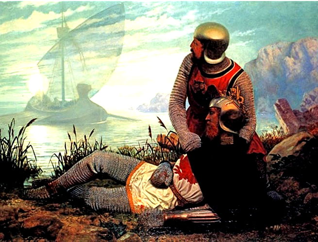Reprodução do quadro The Death of King Arthur - John Garrick, 1862