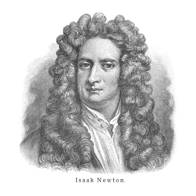 Ilustração retratando Isaac Newton. Crédito: shutterstock