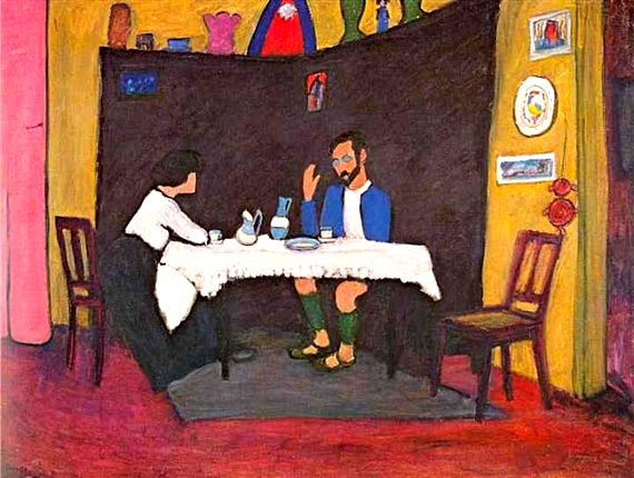 Kandinsky e Erma Bossi na mesa da casa Murnau