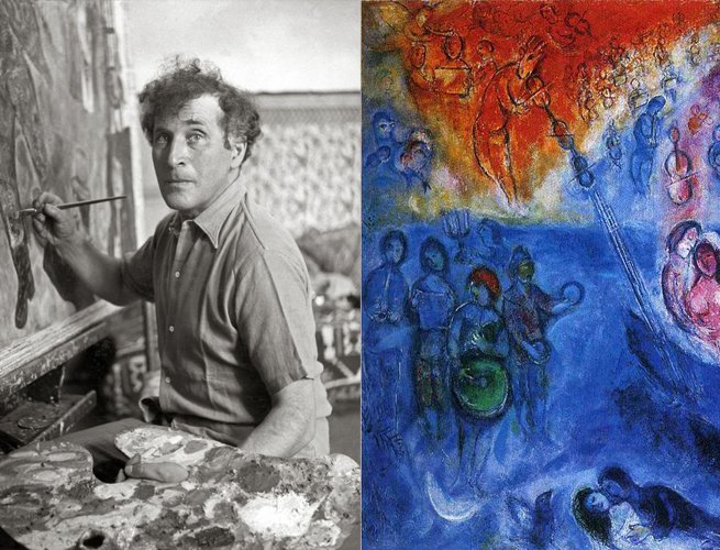 Marc Chagall e parte da obra O concerto