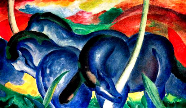 Quadro Os grandes cavalos (1911), de Franz Marc