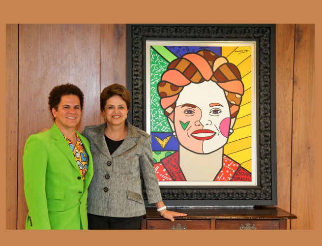 Em visita à ex-presidente Dilma Rousseff, para entrega do quadro