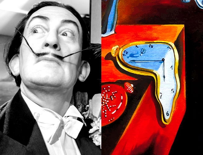 Salvador Dalí e parte da obra O sono